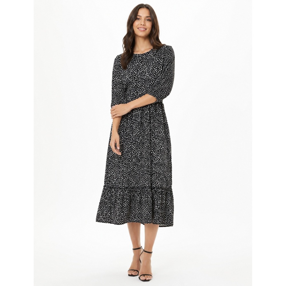 Dunnes‎ Stores St Bernard Midi Dress Womens Medium Black White Abstract Print